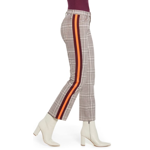 Mother The Insider Plaid Stripe Retro Ankle Pants Plum Pink Brown Orange 24 NWT - Picture 5 of 16